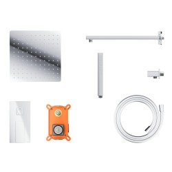 Zestaw prysznicowy Corsan Ango chrom z deszczownicą 25 cm, baterią i słuchawką