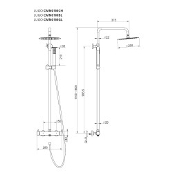 Zestaw natryskowy Kolumna prysznicowa Corsan LUGO Deszczownica 25cm Złota
