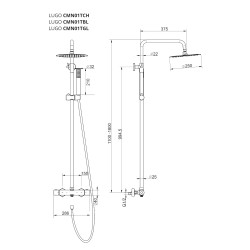 Zestaw natryskowy z termostatem Kolumna Corsan LUGO Deszczownica 25cm Chrom