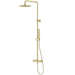Zestaw natryskowy z termostatem Kolumna Corsan LUGO Deszczownica 25cm Złota