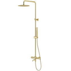 Zestaw natryskowy z termostatem Kolumna Corsan LUGO Deszczownica 25cm Wylewka obrotowa Złota