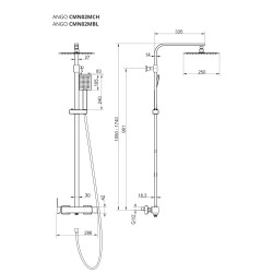 Zestaw natryskowy Kolumna prysznicowa Corsan ANGO Deszczownica 25cm Chrom