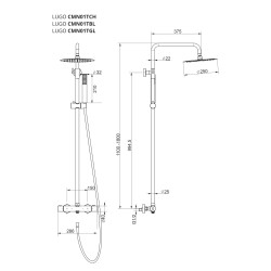 Zestaw natryskowy z termostatem Kolumna Corsan LUGO Deszczownica 25cm Czarna