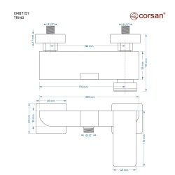 Bateria prysznicowa ścienna Corsan Trino CMB7151CH z zestawem natryskowym