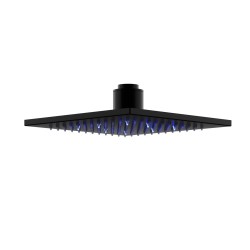 Zestaw prysznicowy Corsan Ango czarny z deszczownicą LED, baterią termostatyczną i słuchawką