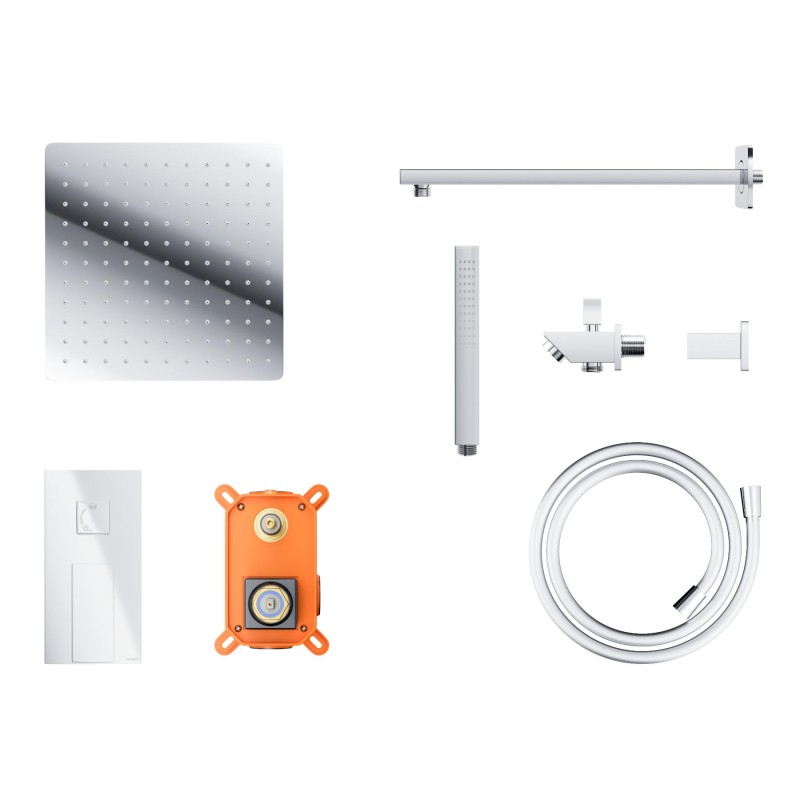 Zestaw prysznicowy Corsan Ango chrom z deszczownicą 25 cm, baterią, słuchawką i wylewką Zestaw prysznicowy Corsan Ango chrom z deszczownicą 25 cm, baterią, słuchawką i wylewką