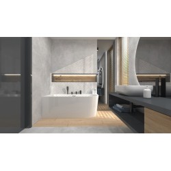 Wanna wolnostojąca narożna Corsan INTERO 170 x 80 z szeroką krawędzią Montaż lewostronny Korek klik-klak Grafit / GunMetal