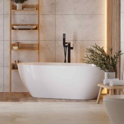 Wanna wolnostojąca Corsan OLVENA 150 cm Korek klik-klak Szczotkowane Złoto