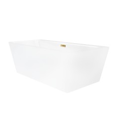 Wanna przyścienna wolnostojąca Corsan ISEO 150 x 75 cm z szeroką krawędzią Korek klik-klak Szczotkowane Złoto