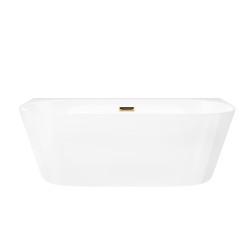 Wanna przyścienna wolnostojąca Corsan MONO 170 x 80 cm z szeroką krawędzią Korek klik-klak Szczotkowane Złoto