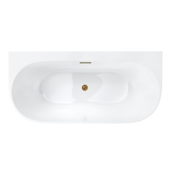 Wanna przyścienna wolnostojąca Corsan MONO 170 x 80 cm z szeroką krawędzią Korek klik-klak Szczotkowane Złoto