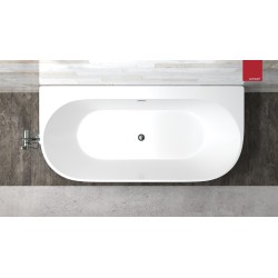 Wanna przyścienna wolnostojąca Corsan MONO 170 x 80 cm z szeroką krawędzią Korek klik-klak Szczotkowane Złoto