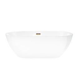 Wanna wolnostojąca Corsan RENO 170 x 80 cm z boczną półką Korek klik-klak Szczotkowane Złoto
