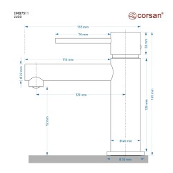 Bateria umywalkowa Corsan CMB7511BGL Lugo Złoto Szczotkowane