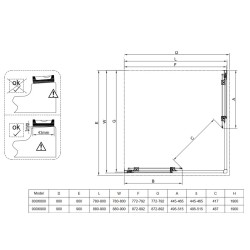 KABINA PRYSZNICOWA KWADRATOWA SUPER SLIM NOVA CZARNA 80x80 CM 6 MM
