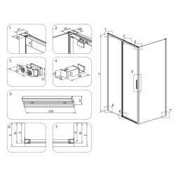 KABINA PRYSZNICOWA PROSTOKĄTNA SUPER SLIM NOVA CHROM 90x80 CM 6 MM