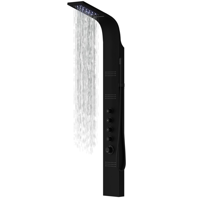 Panel prysznicowy Corsan LED KASKADA Termostat Czarny Deszczownica LED Panel prysznicowy Corsan LED KASKADA Termostat Czarny Deszczownica LED