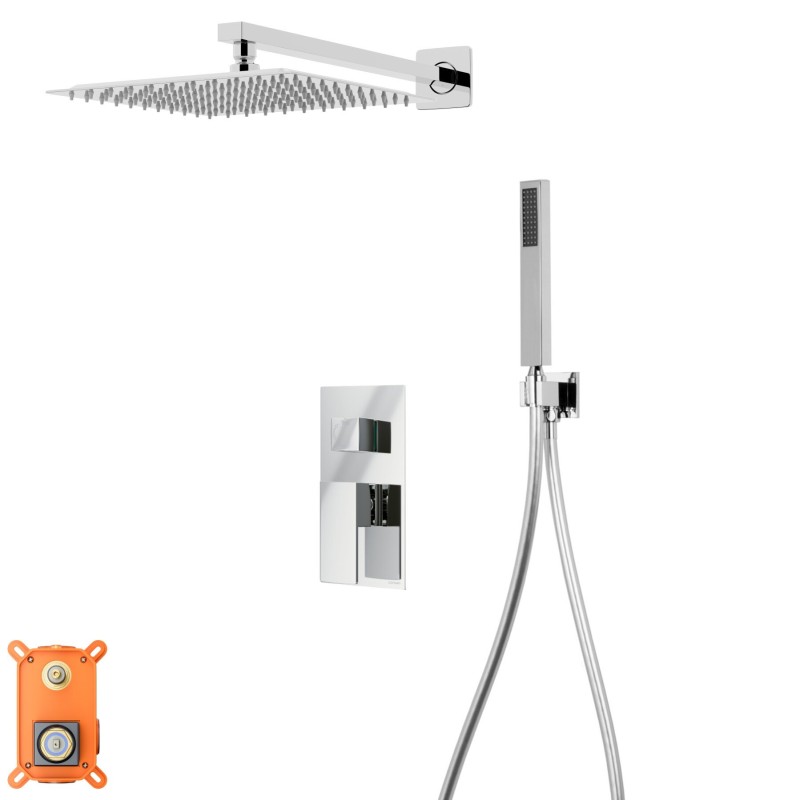 Zestaw prysznicowy Corsan Ango chrom z deszczownicą 25 cm, baterią podtynkową i prysznicem Zestaw prysznicowy Corsan Ango chrom z deszczownicą 25 cm, baterią podtynkową i prysznicem