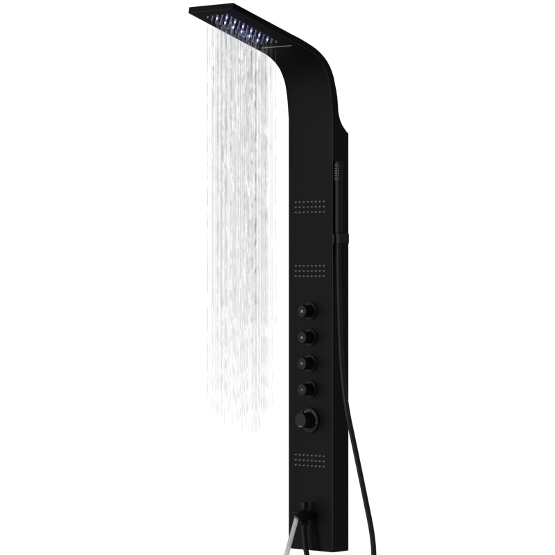 Panel prysznicowy Corsan LED KASKADA Mieszacz Czarny Deszczownica LED Wylewka Panel prysznicowy Corsan LED KASKADA Mieszacz Czarny Deszczownica LED Wylewka