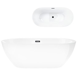 Wanna wolnostojąca Corsan RENO 170 x 80 cm z boczną półką Korek klik-klak Czarny