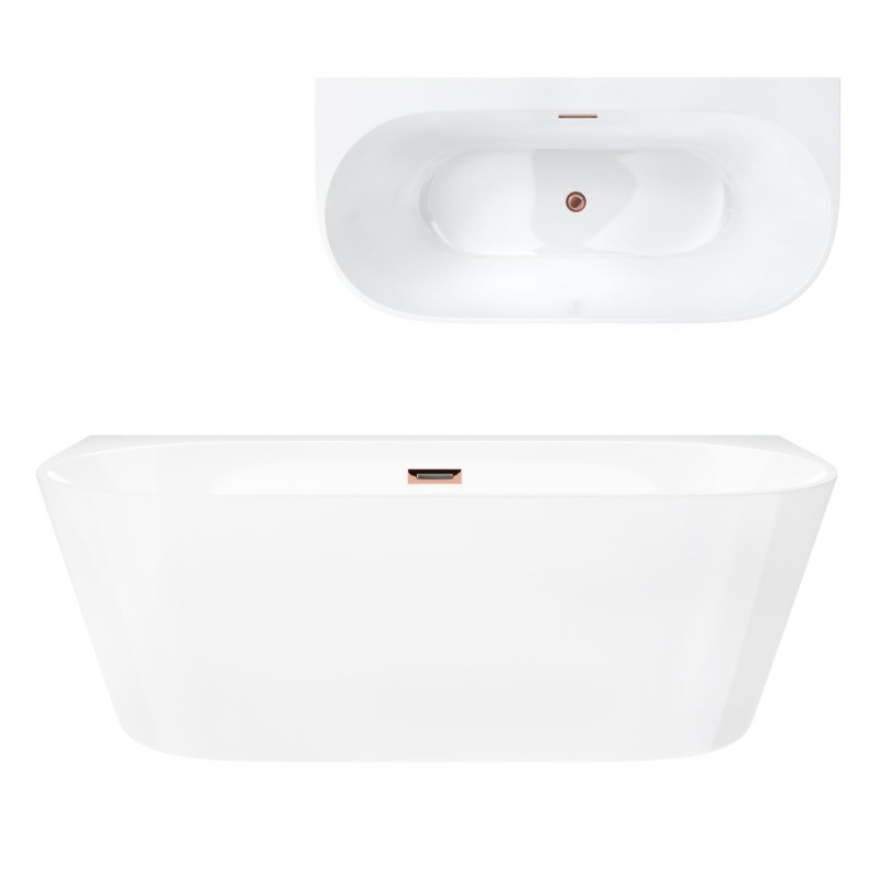Wanna przyścienna wolnostojąca Corsan MONO 150 x 75 cm z szeroką krawędzią Korek Klik-Klak Miedziany / Różowe Złoto Wanna przyścienna wolnostojąca Corsan MONO 150 x 75 cm z szeroką krawędzią Korek Klik-Klak Miedziany / Różowe Złoto