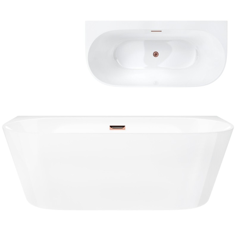 Wanna przyścienna wolnostojąca Corsan MONO 170 x 80 cm z szeroką krawędzią Korek klik-klak Miedziany / Różowe Złoto Wanna przyścienna wolnostojąca Corsan MONO 170 x 80 cm z szeroką krawędzią Korek klik-klak Miedziany / Różowe Złoto