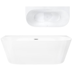 Wanna przyścienna wolnostojąca Corsan MONO 170 x 80 cm z szeroką krawędzią Korek klik-klak Biały