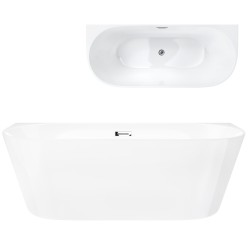 Wanna przyścienna wolnostojąca Corsan MONO 170 x 80 cm Korek klik-klak Chrom