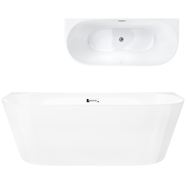 Wanna przyścienna wolnostojąca Corsan MONO 170 x 80 cm Korek klik-klak Chrom Wanna przyścienna wolnostojąca Corsan MONO 170 x 80 cm Korek klik-klak Chrom