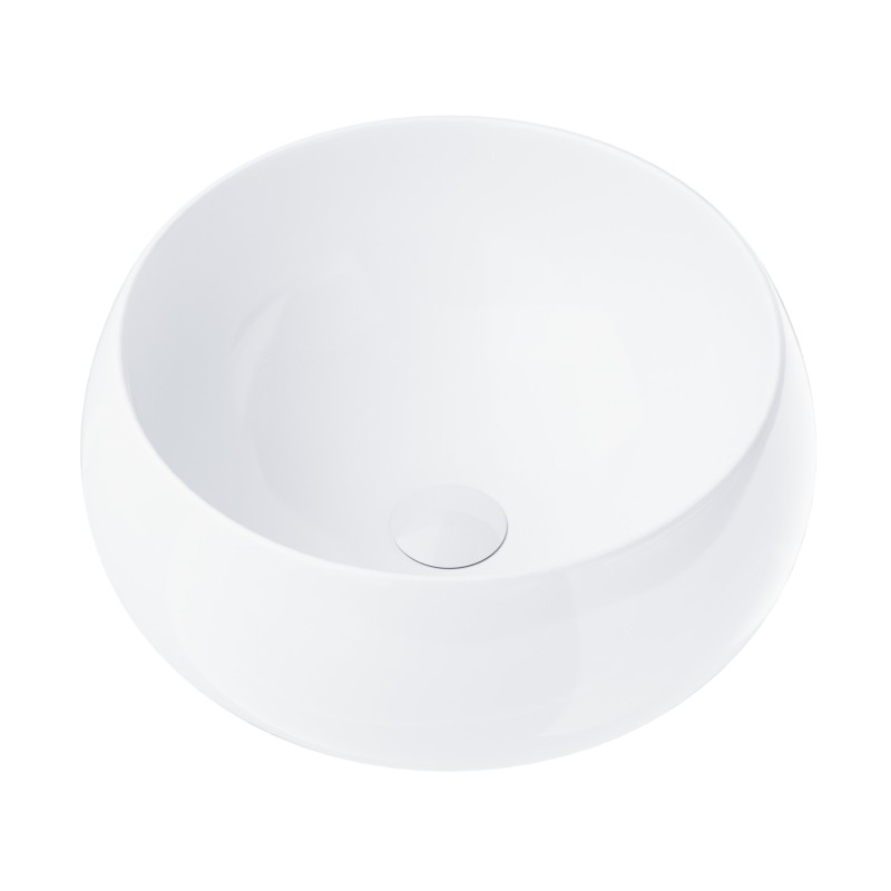 Umywalka nablatowa Corsan okrągła 400x400x160 mm z korkiem Klik-Klak białym Umywalka nablatowa Corsan okrągła 400x400x160 mm z korkiem Klik-Klak białym