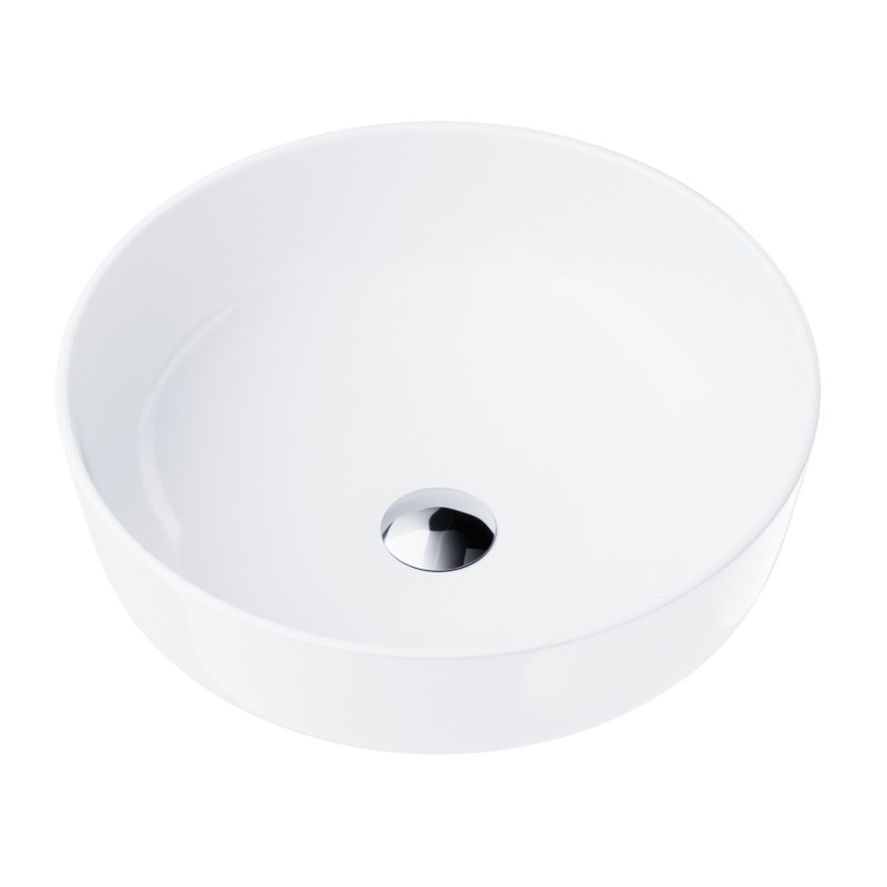Umywalka nablatowa Corsan okrągła 415x415x135 mm z korkiem Klik-Krak chrom Umywalka nablatowa Corsan okrągła 415x415x135 mm z korkiem Klik-Krak chrom