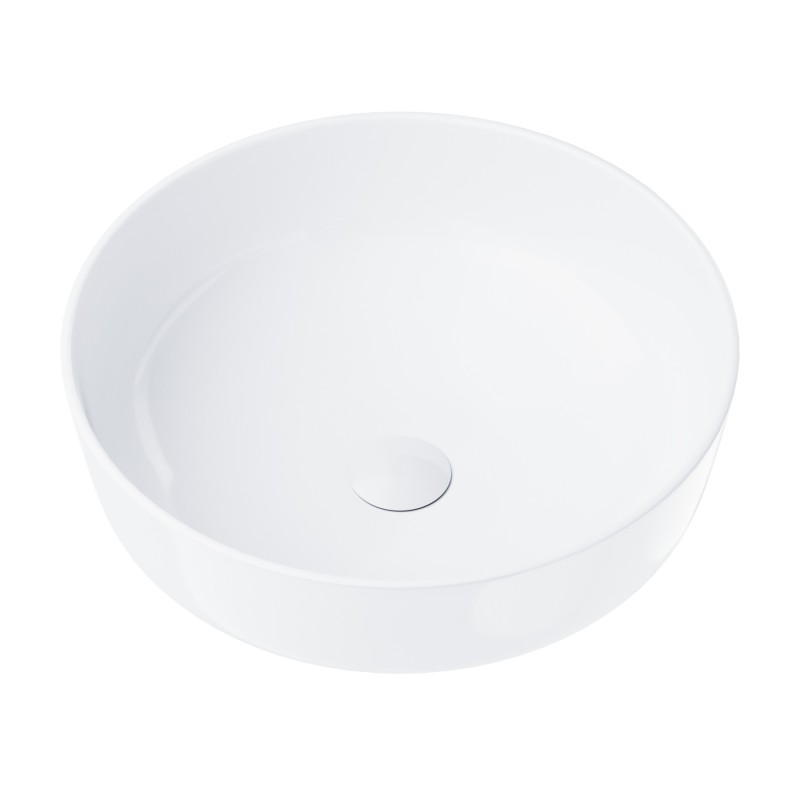 Umywalka nablatowa Corsan okrągła 415x415x135 mm z korkiem Klik-Klak białym Umywalka nablatowa Corsan okrągła 415x415x135 mm z korkiem Klik-Klak białym