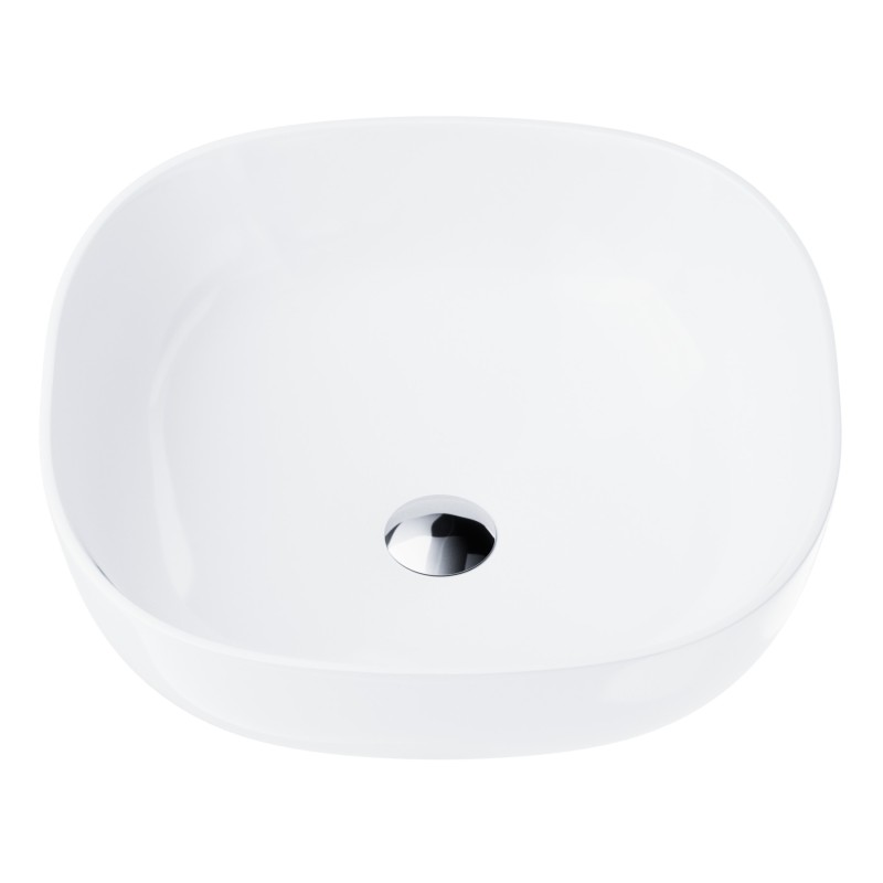 Umywalka nablatowa Corsan kwadratowa 420x420x145 mm z korkiem chrom Umywalka nablatowa Corsan kwadratowa 420x420x145 mm z korkiem chrom