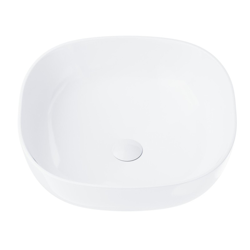 Umywalka nablatowa Corsan kwadratowa 420x420x145 mm z korkiem Klik-Klak białym Umywalka nablatowa Corsan kwadratowa 420x420x145 mm z korkiem Klik-Klak białym