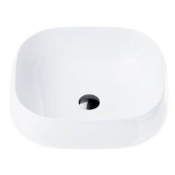 Umywalka nablatowa Corsan prostokątna 450x410x145 mm z korkiem Klik-Klak czarnym