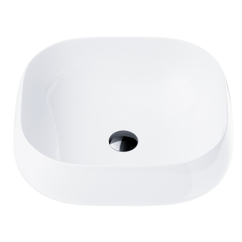 Umywalka nablatowa Corsan prostokątna 450x410x145 mm z korkiem Klik-Klak czarnym Umywalka nablatowa Corsan prostokątna 450x410x145 mm z korkiem Klik-Klak czarnym