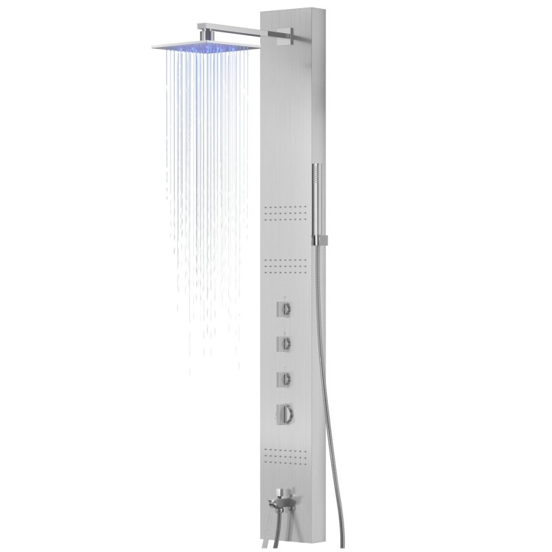 Panel prysznicowy Corsan NEO Mieszacz Stal Deszczownica LED Wylewka Panel prysznicowy Corsan NEO Mieszacz Stal Deszczownica LED Wylewka