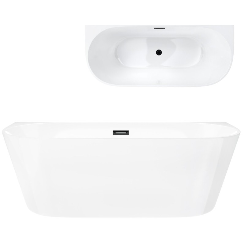 Wanna przyścienna wolnostojąca Corsan MONO 170 x 80 cm Korek klik-klak Czarny Wanna przyścienna wolnostojąca Corsan MONO 170 x 80 cm Korek klik-klak Czarny