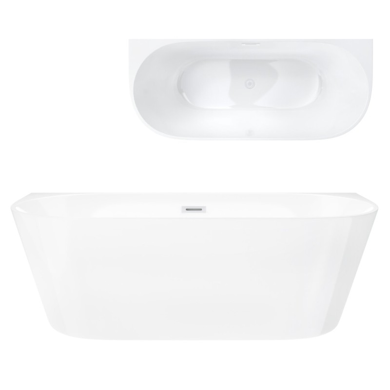 Wanna przyścienna wolnostojąca Corsan MONO 160 x 75 cm Korek klik-klak Biały Wanna przyścienna wolnostojąca Corsan MONO 160 x 75 cm Korek klik-klak Biały