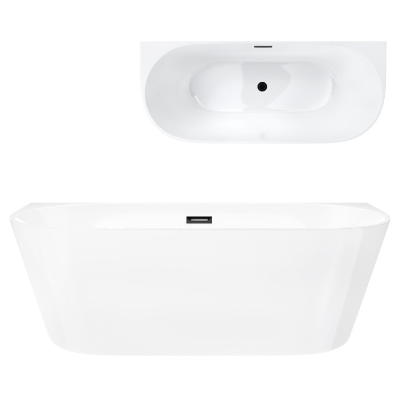 Wanna przyścienna wolnostojąca Corsan MONO 160 x 75 cm Korek klik-klak Czarny Wanna przyścienna wolnostojąca Corsan MONO 160 x 75 cm Korek klik-klak Czarny
