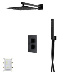 Zestaw prysznicowy Corsan Ango czarny z deszczownicą 25 cm, baterią termostatyczną i słuchawką