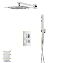Zestaw prysznicowy Corsan Ango chrom z deszczownicą 25 cm, baterią termostatyczną i słuchawką