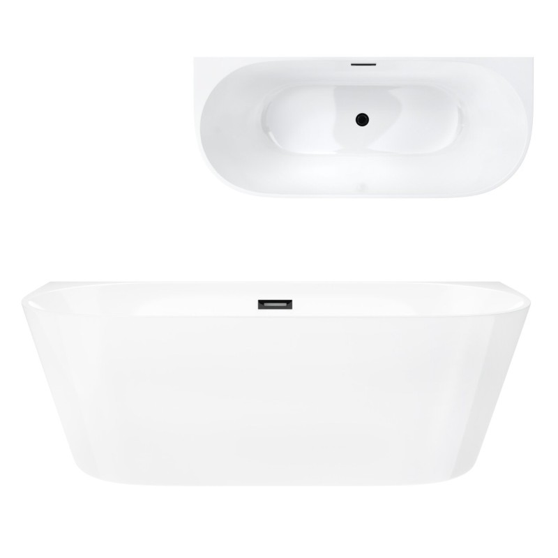 Wanna przyścienna wolnostojąca Corsan MONO 150 x 74 cm Korek klik-klak Czarny Wanna przyścienna wolnostojąca Corsan MONO 150 x 74 cm Korek klik-klak Czarny