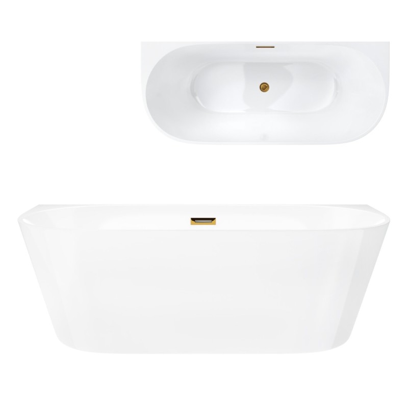 Wanna przyścienna wolnostojąca Corsan MONO 150 x 74 cm Korek klik-klak Złoty Wanna przyścienna wolnostojąca Corsan MONO 150 x 74 cm Korek klik-klak Złoty