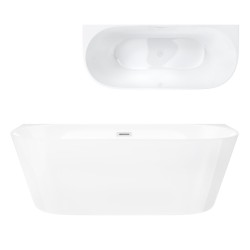 Wanna przyścienna wolnostojąca Corsan MONO 150 x 74 cm Korek klik-klak Biały