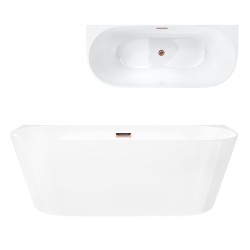 Wanna przyścienna wolnostojąca Corsan MONO 150 x 74 cm Korek klik-klak Miedziany / Różowe Złoto
