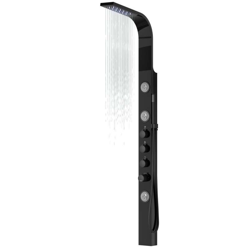 Panel prysznicowy Corsan SNAKE Termostat Czarna stal Deszczownica LED Panel prysznicowy Corsan SNAKE Termostat Czarna stal Deszczownica LED