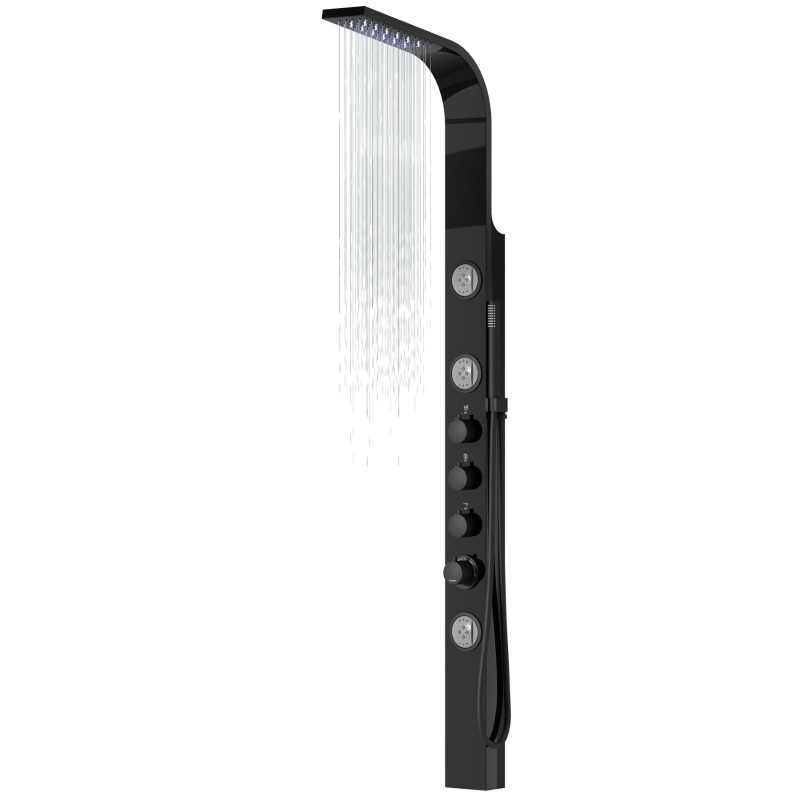 Panel prysznicowy Corsan SNAKE Mieszacz Czarna stal Deszczownica LED Panel prysznicowy Corsan SNAKE Mieszacz Czarna stal Deszczownica LED