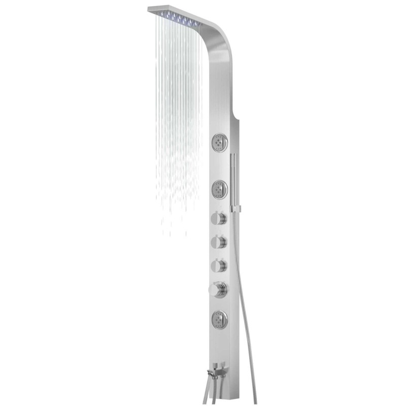 Panel prysznicowy Corsan SNAKE Mieszacz Stal Deszczownica LED Wylewka Panel prysznicowy Corsan SNAKE Mieszacz Stal Deszczownica LED Wylewka