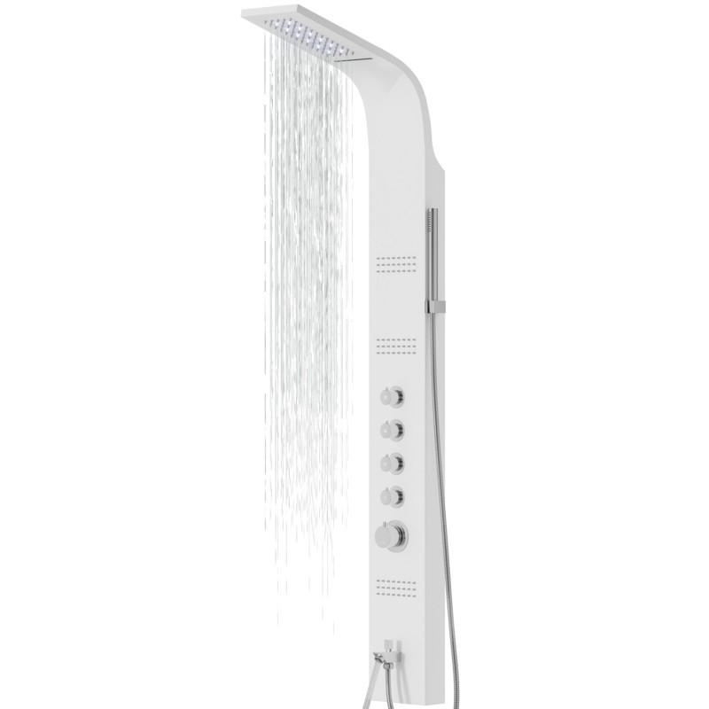 Panel prysznicowy Corsan LED KASKADA Termostat Biały Deszczownica LED Wylewka Panel prysznicowy Corsan LED KASKADA Termostat Biały Deszczownica LED Wylewka